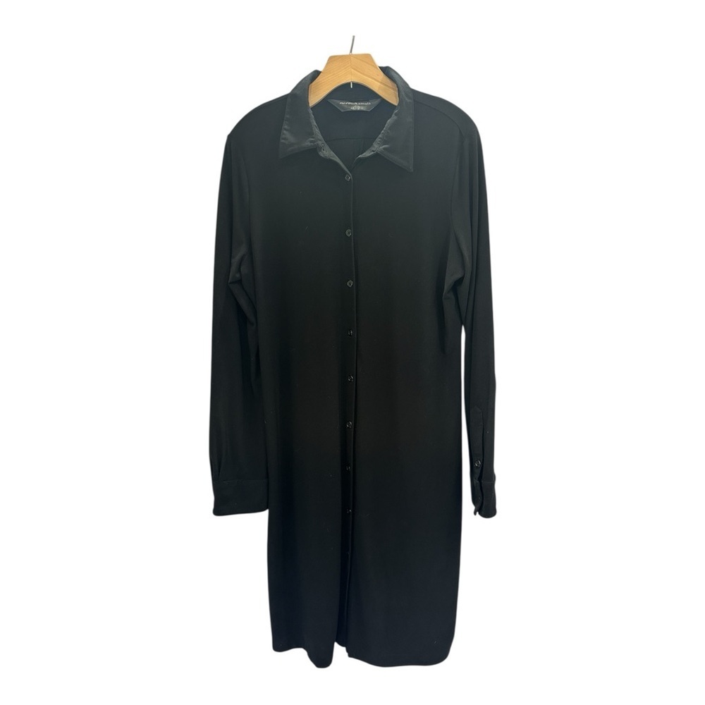 Norma Kamali Midi Shirt Dress Black Long Sleeve Button Down XL - Picture 5 of 8